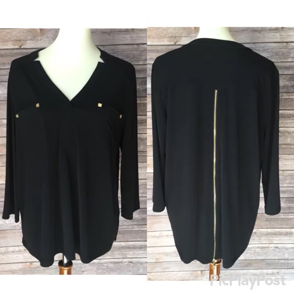 Anne Klein Tops - Ann Klein  Size L V Neck 3/4 Sleeve tunic Top